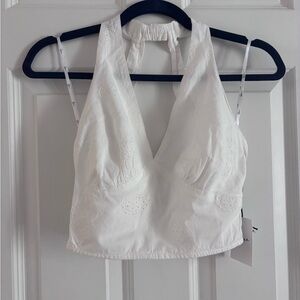 White Eyelet Halter Crop Top - NWT
